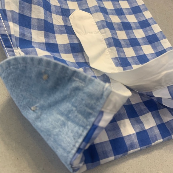 Faconnable ~ Long Sleeve Button-Down Shirt in Blue/White Check Size M - Picture 7 of 12